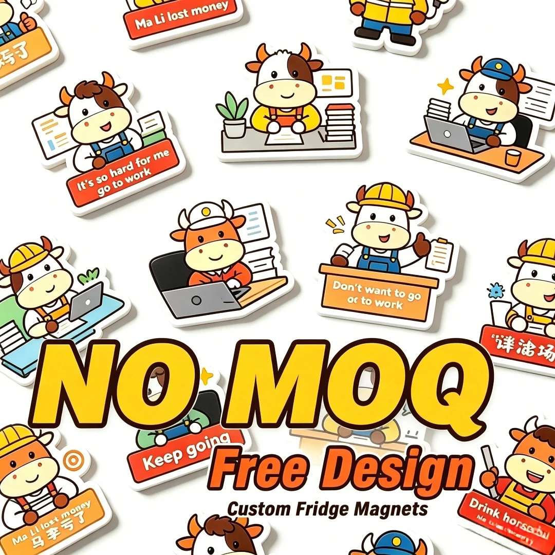Custom Cartoon Cow Fridge Magnet Funny Office Worker Personalized Kitchen Refrigerator Decor Custom DIY Humor Gift