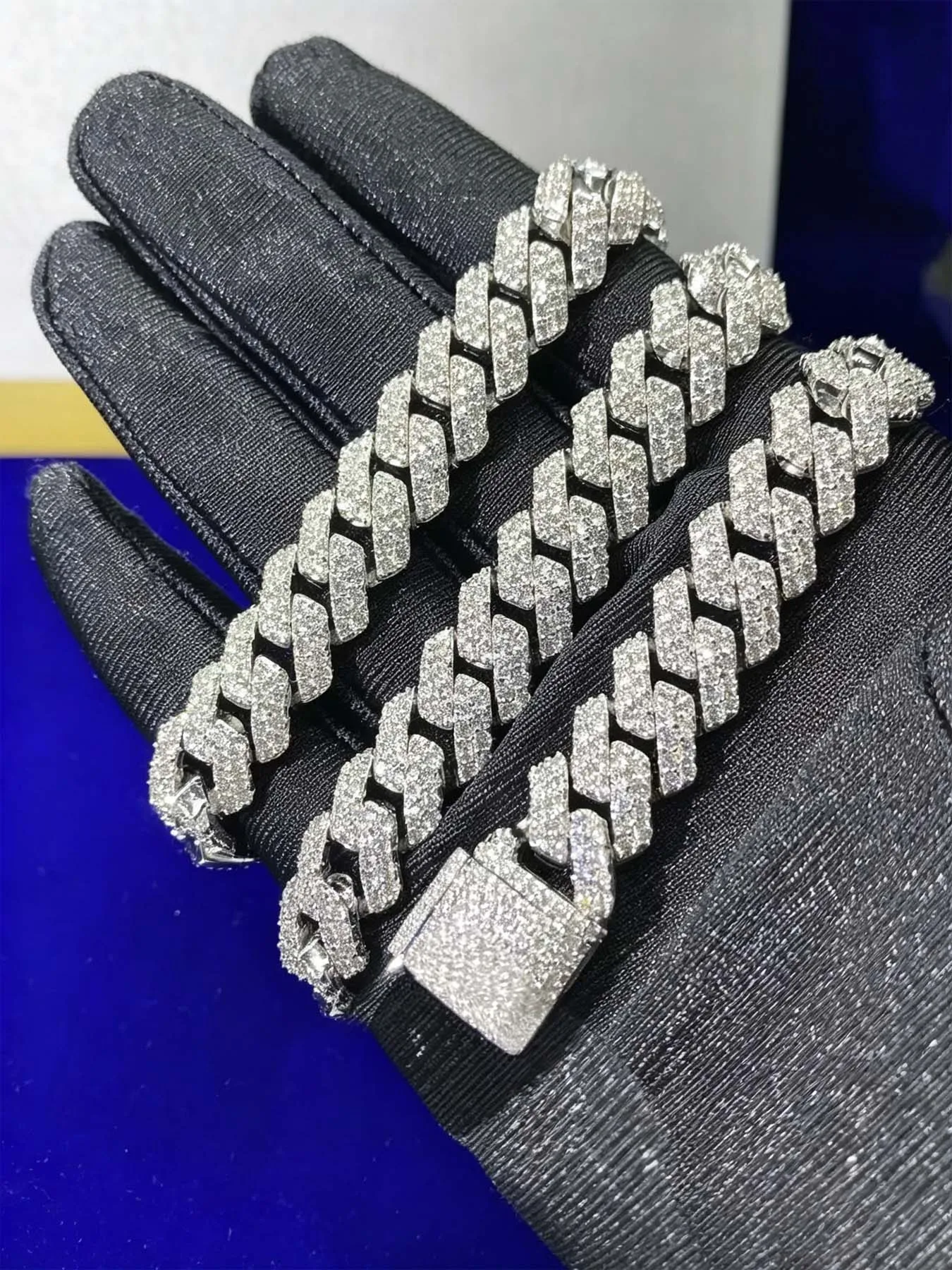 2row14mm Cuban ice crystal Cuban chain VVS,rapper customized exclusive Cuban chain, ingenious  create heavy industry chain body