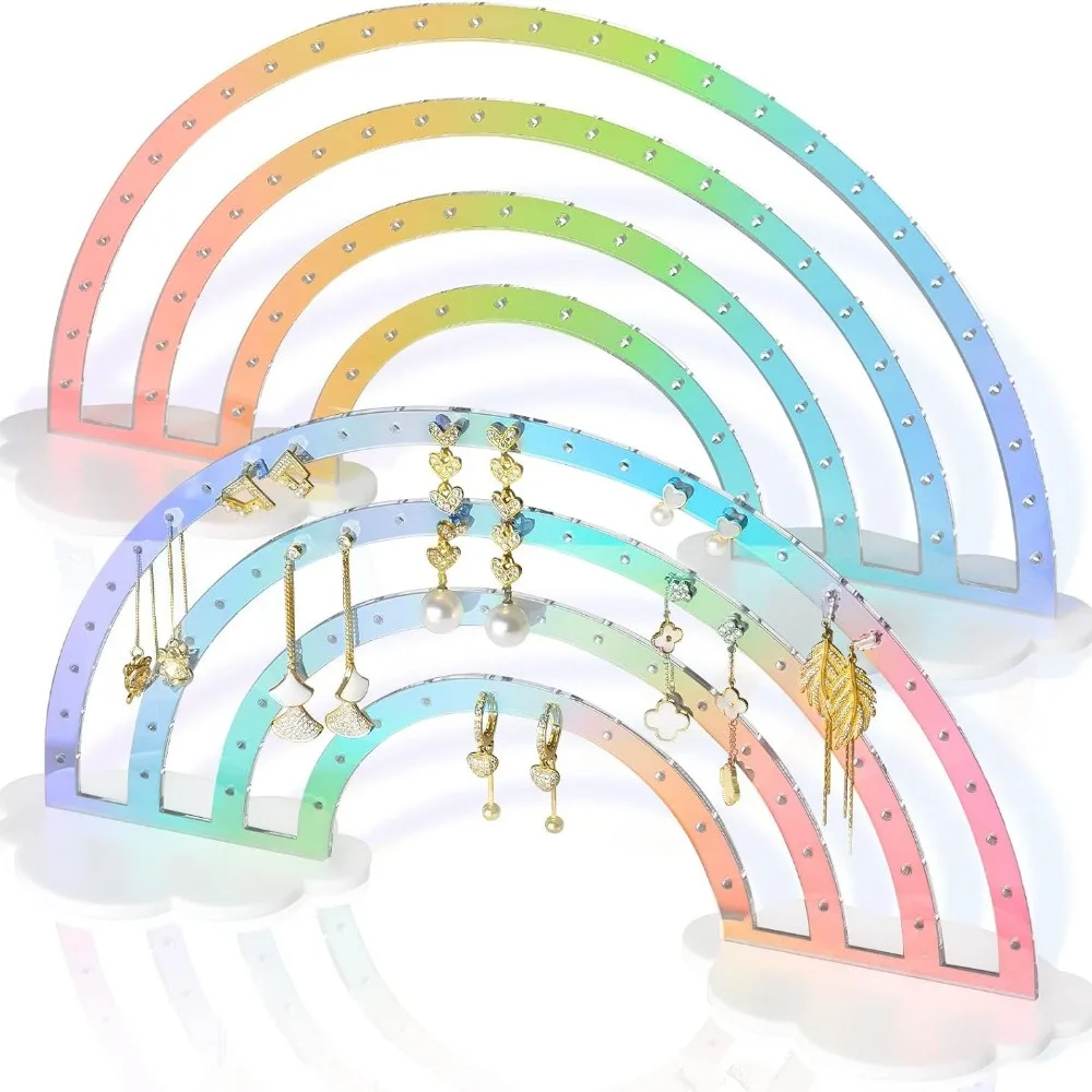 Jewelry Organizer Cloud Rainbow Earrings Stand Desktop Display DIY Ear Studs Display Holder Transparent Detachable