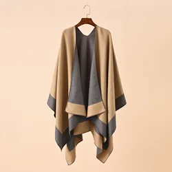 A woman's shawl pure color European and n travel shopping warm shawl