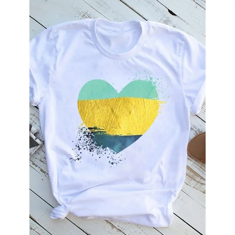 Fashion Large Size Geometric Pattern White Printed Large Size Women's Simple Loose Short Sleeve T-shirt Oversized T Shirt  Tops image 5