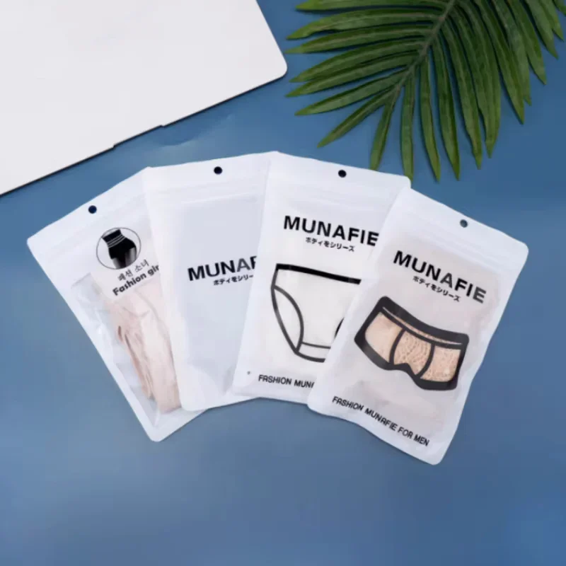 

100PCS Clear Underwear Ziplock Matte White Man/Women Bag DIY Plastic Lingerie Clothing Pants Zipper Sealing Packaging Pouches