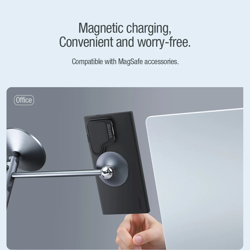 

Чехол Nillkin для Samsung Galaxy S24 Ultra, шелковистая опора, силиконовый магнитный чехол для камеры, чехол-подставка для Samsung S24 Ultra