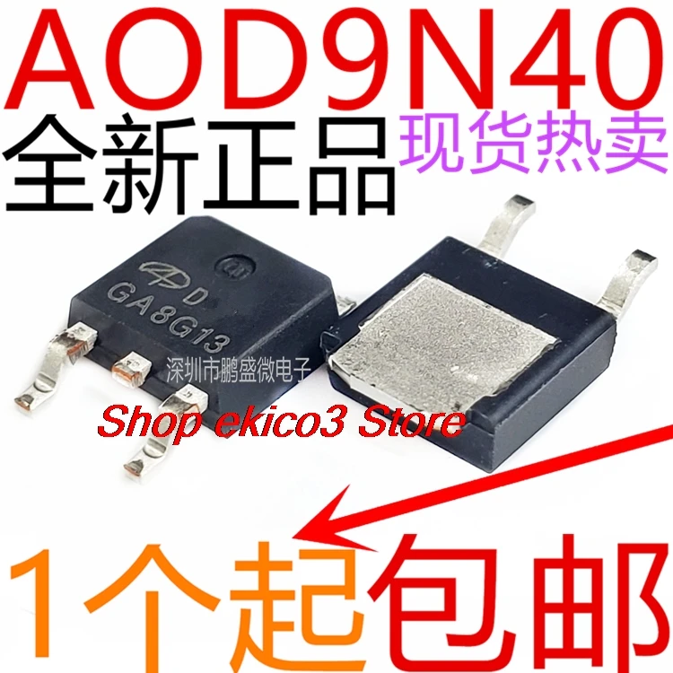 15pieces original Stock   AOD9N40 MOS 9A 400V TO252 D9N40