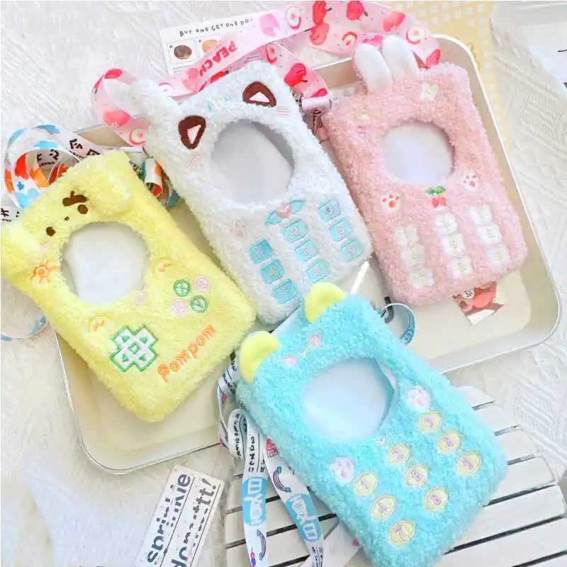 10Cm Creatieve Schattige Mobiele Telefoon Crossbody Tas Pop Kleding Snoep Kleur Kawaii Pluizige Simulatie Telefoon Tas Jurk Up Pop Outfit