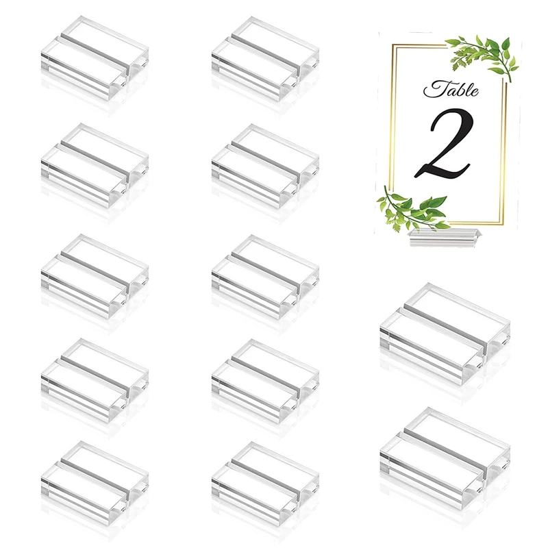 Acrylic Stands Clear Place Card Holders With Card Slot Table Numbers Display Stands Wedding Sign Holders (12 Pieces)