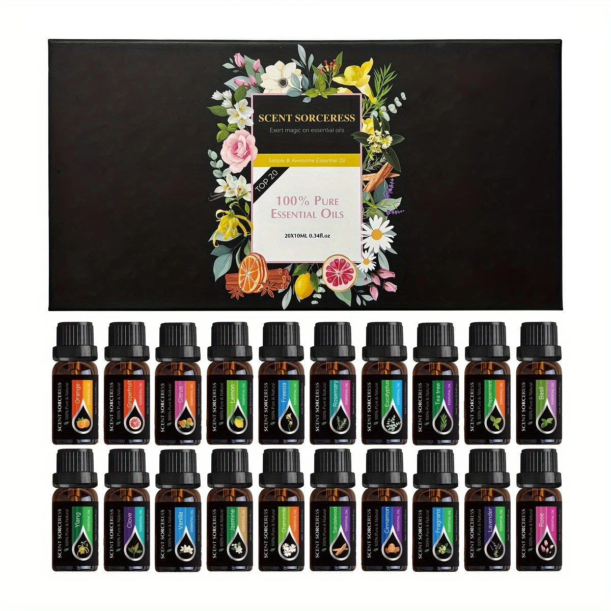 20pcs/set Essential Oil Set Lavender Eucalyptus Sweet Orange Lemon Massage Spa Aromatherapy Fragrance Oil for Humidifier Diffuse