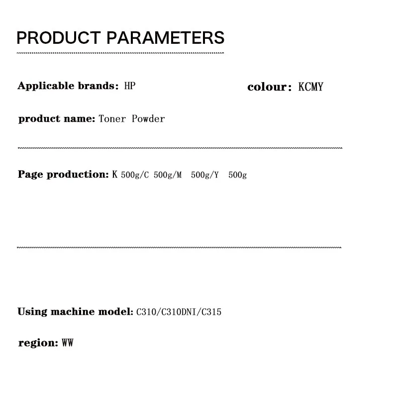 Kcmy 500g Toner pulver für xerox c310/c310dni/c315 006 r04356 006 r04364 006 r04360 006 r04368