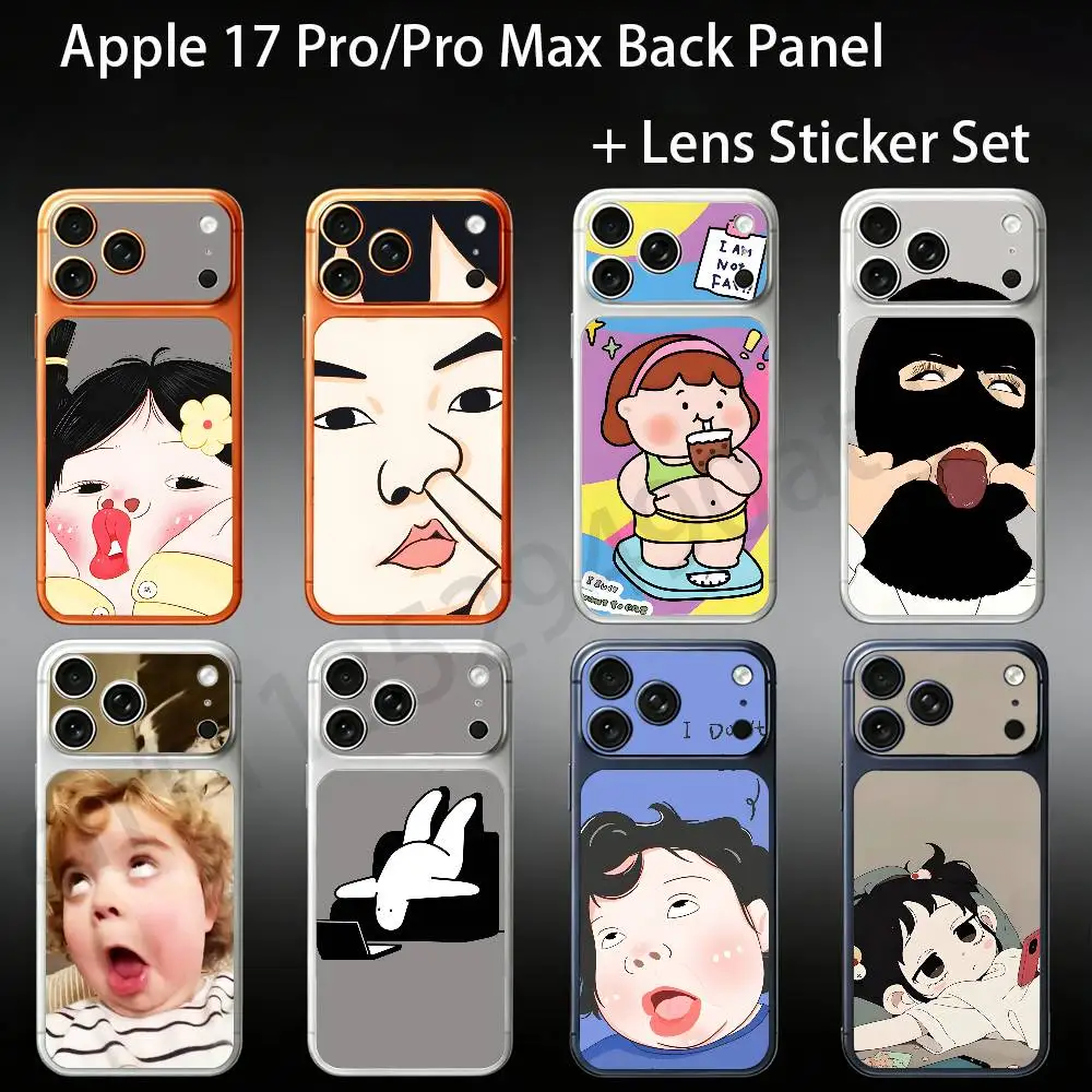 

Funny Cute Boy Girl For iPhone 17Pro/ProMax Battry Back Cover with Camera Decal Skin Rear Protective Sticker Film