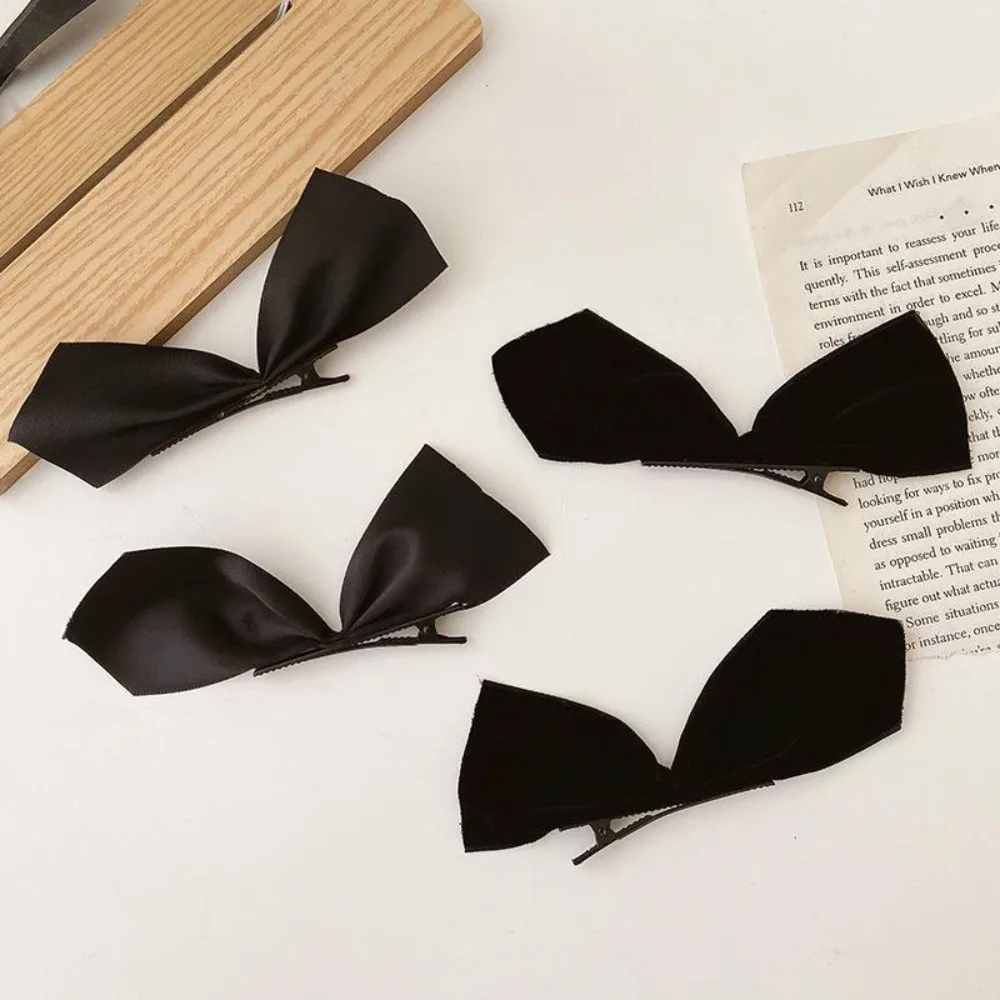 2pcs/set Kawaii Bowknot Bow Hair Clip Ribbon Barrettes Bobby Hairpin Hair Accessoires Solid Satin Hair Clip Girls