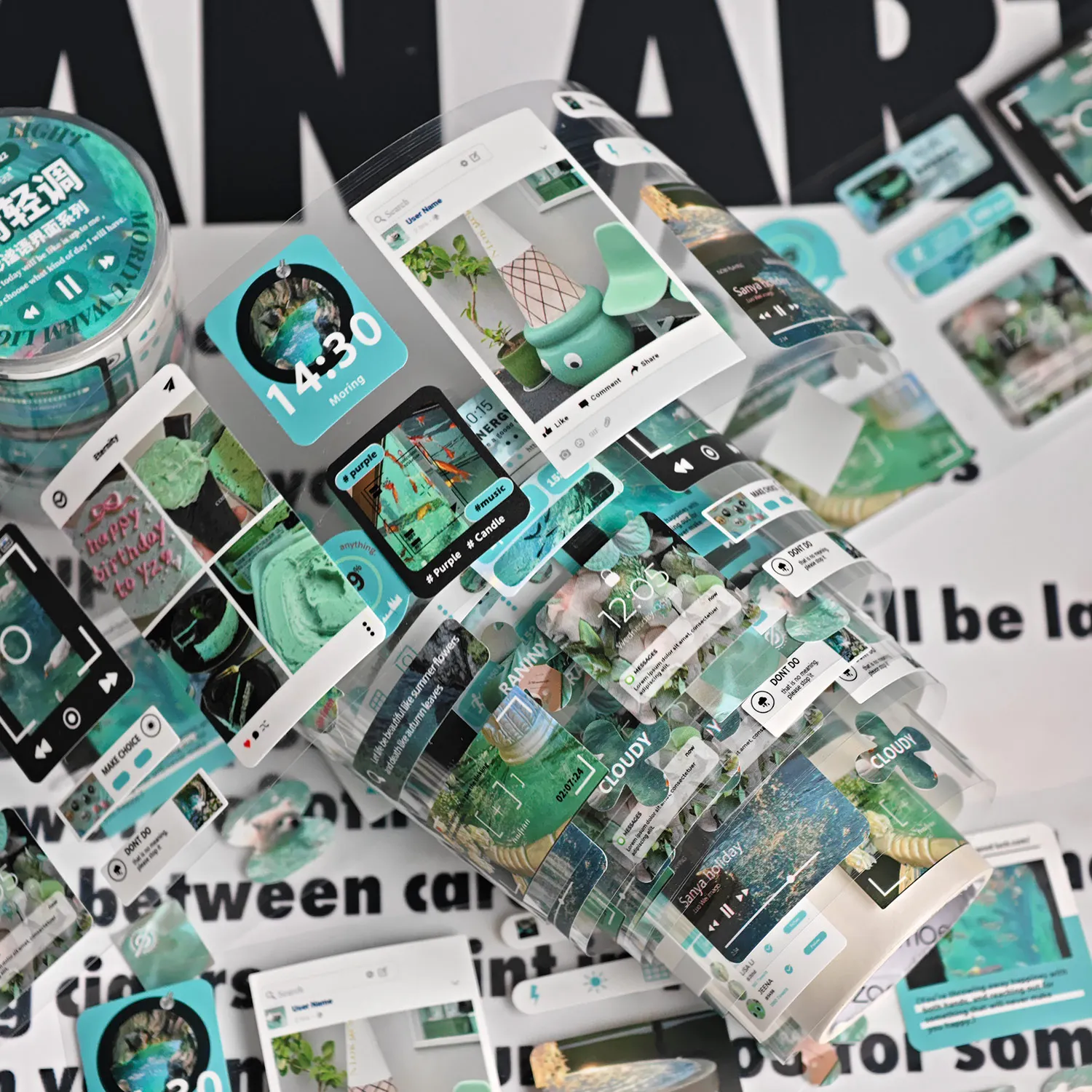 لفة الشريط ملصق ضباب الظل واجهة سلسلة Ins كتيب المواد DIY ملصق الزخرفية