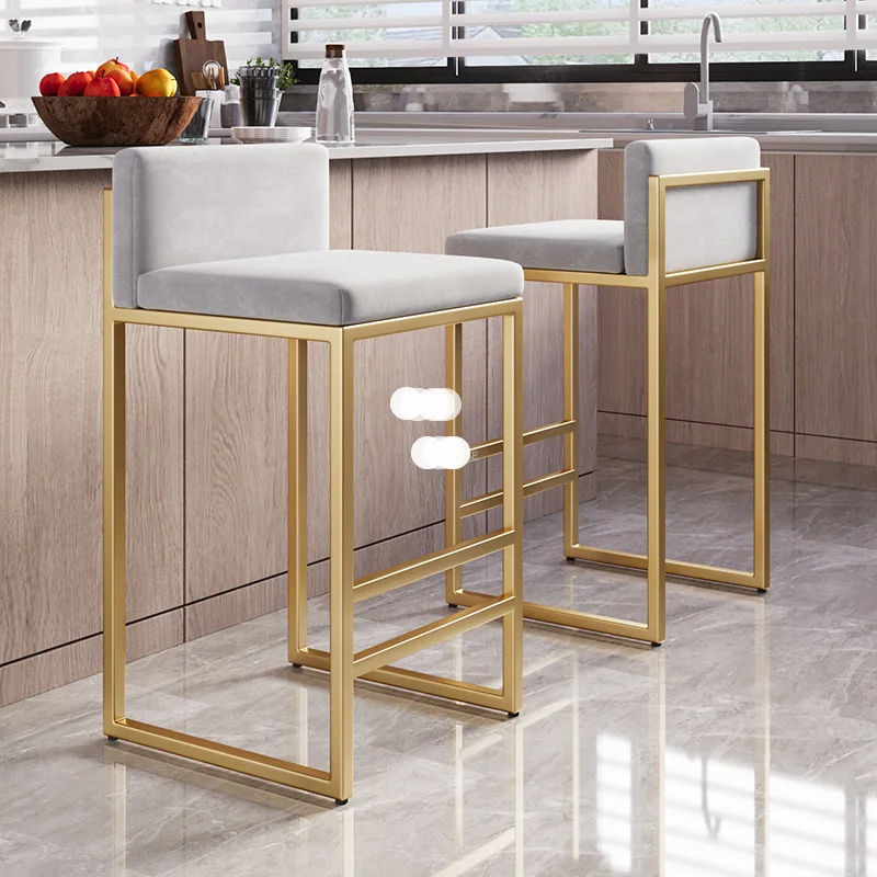 

Nordic Bar Chairs Light Luxury Home Kitchen Gold High Bar Stool Modern Simple Bar Furniture Backrest Bar Chair Cafe Iron Stool