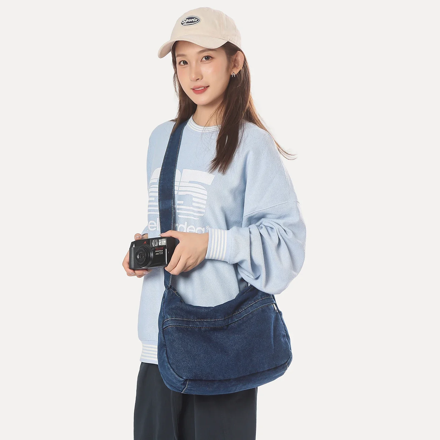 

Большая джинсовая женская сумка, классическая сумка через плечо, джинсовая сумка-мессенджер, эко-сумка Y2K, корейские ранцы, винтажная сумка-шоппер, дорожная сумка Murse