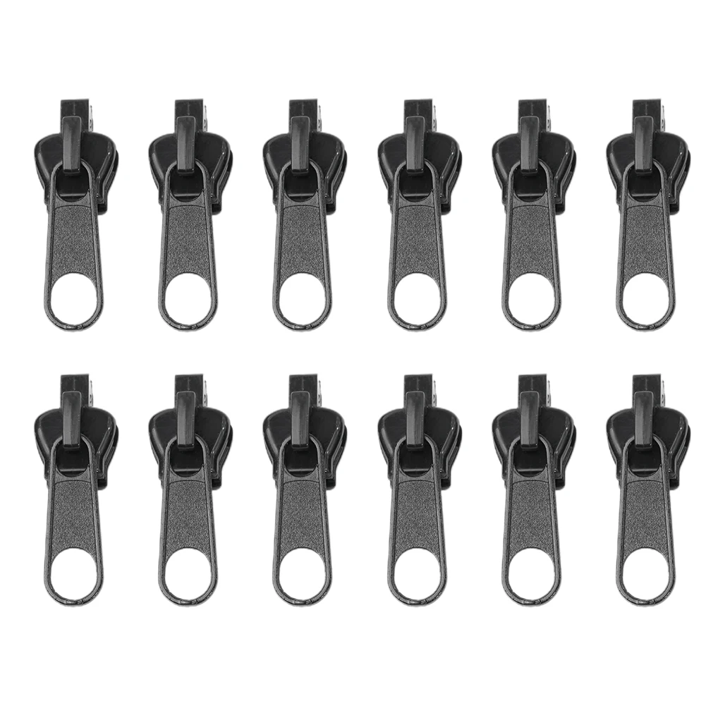 Zip Slider Replacement 3 Sizes 12Pieces No Tools Universal Zip Fixers Zip Repair Detachable Zipp Er Pulls Tab Fixer Black