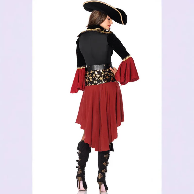 Costume de Pirate des caraïbes loween reine squelette doré scène adulte Cosplay tenue de Pirate Costume de scène ethnique pour femmes