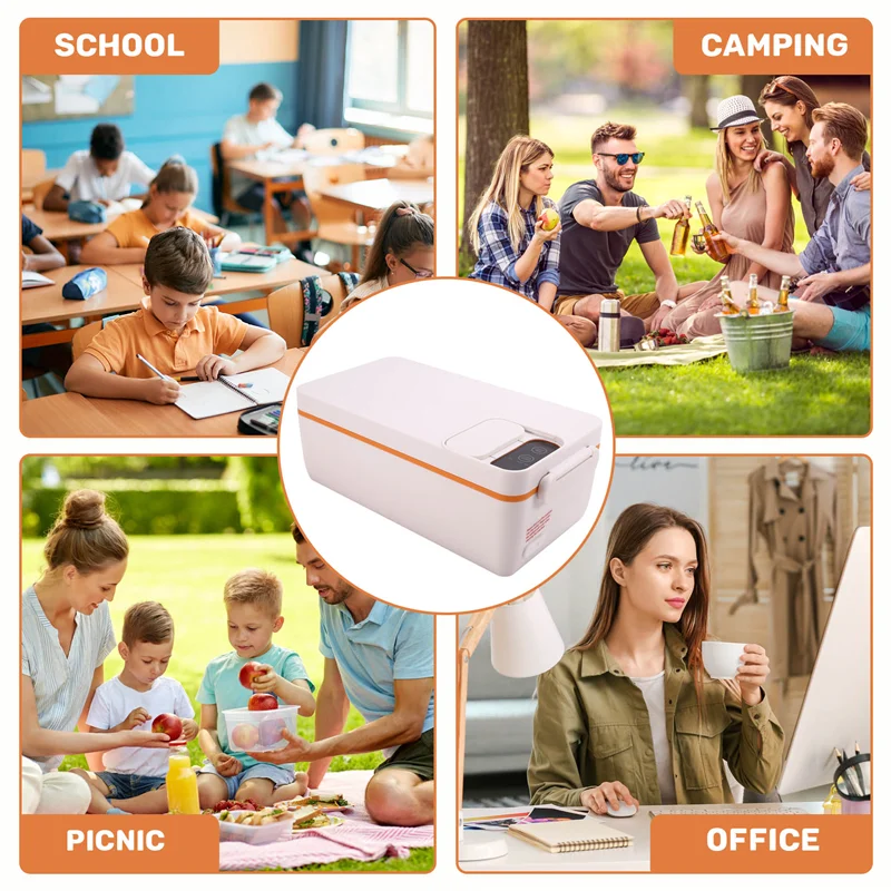 

ABXF-Heated Lunch Box Electric Lunch Box Self Heating Lunch Box Cordless Rechargeable 304 Food-Grade Stainless Steel 1L A