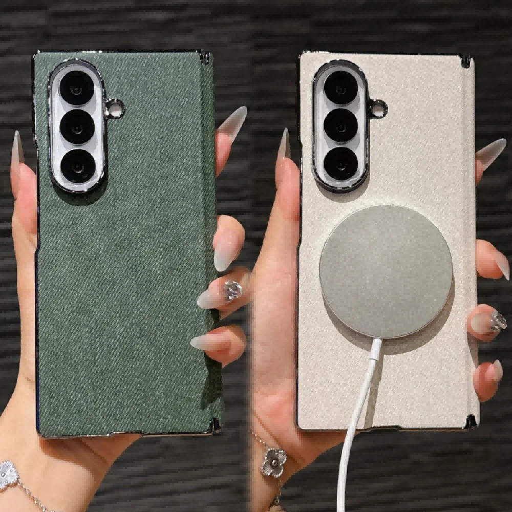 

Чехол для Samsung Galaxy Z Fold 7, роскошный чехол из искусственной кожи с магнитной беспроводной зарядкой, защитный чехол для Z Fold 7 6, чехол