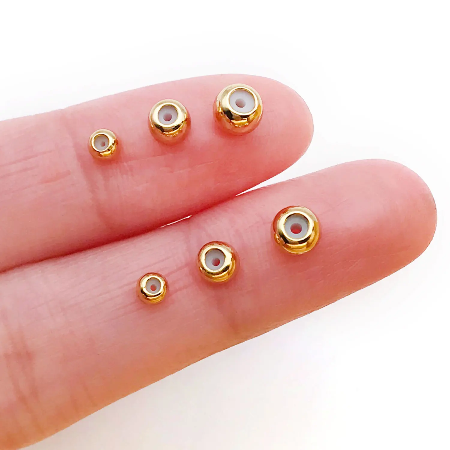 10pcs 3/4/5mm 18K 진짜 골드 도금 황동 위치 비즈, DIY 팔찌 목걸이 쥬얼리에 대 한 실리콘 구슬 액세서리 만들기 썸네일 6