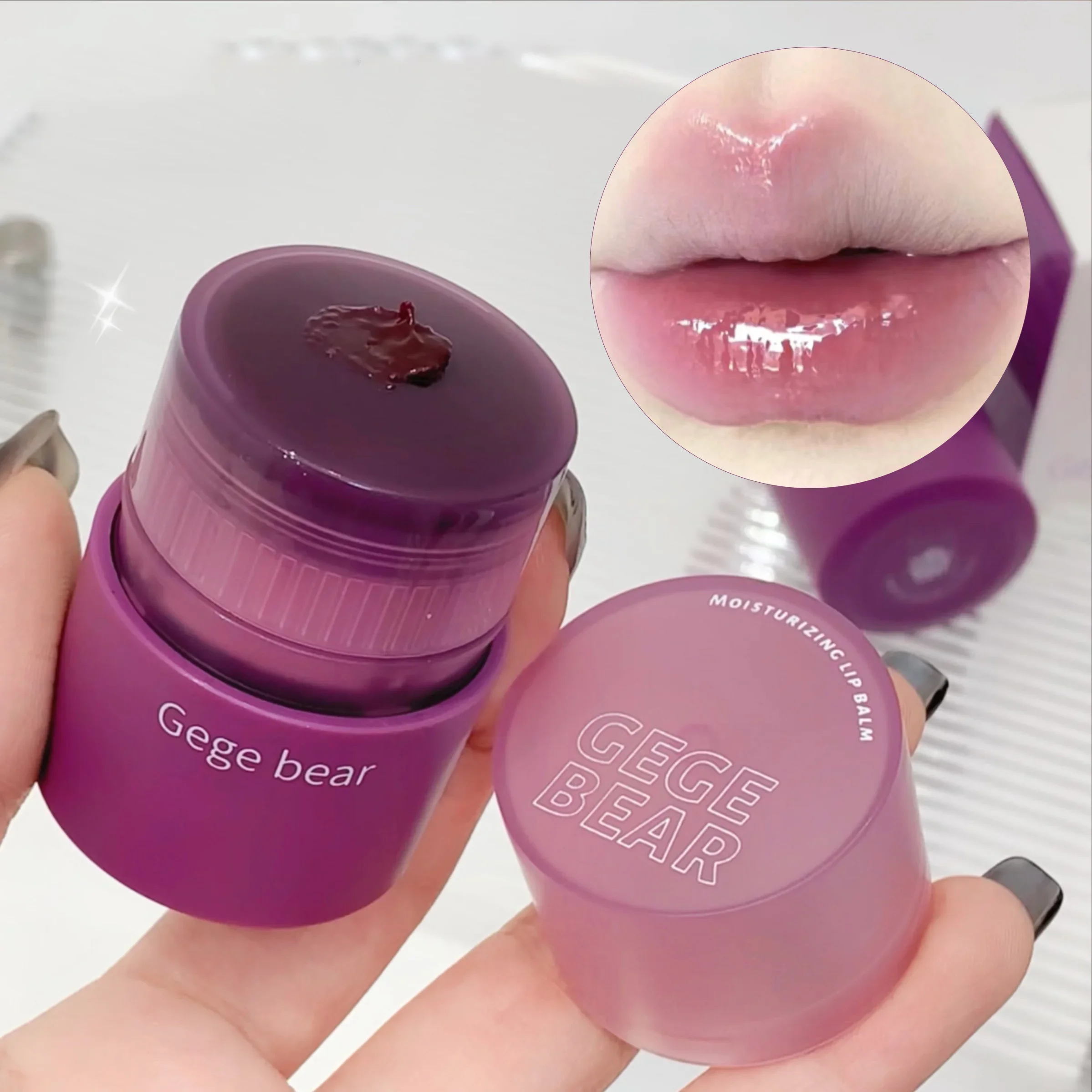 Grape Jelly Tint Lip Balm Moisturizing Water Light Solid Lip Gloss Peach Clear Lipstick Brightening Cheek Lip Primer Makeup