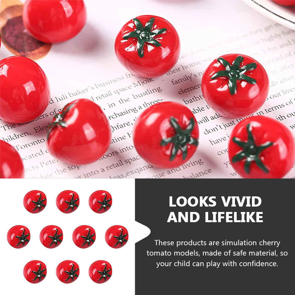 10 Pcs Tomato Model Fruit Mini Cherry Decorate Miniature Food Prop Resin Tomatoes Models Mall House Simulation