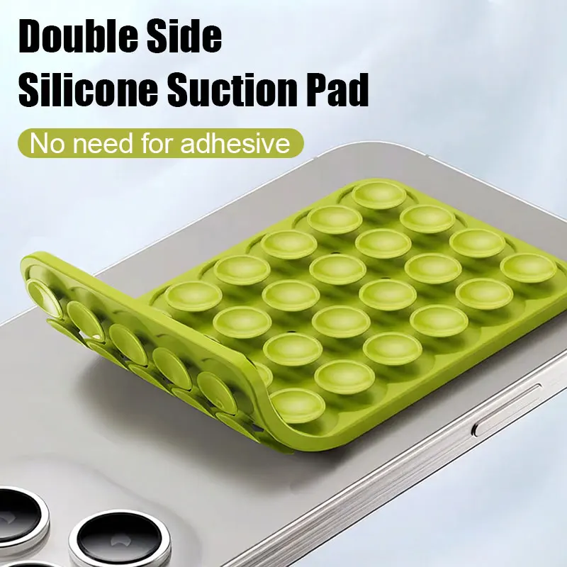 Double Side Silicone Suction Pad For Mobile Phone Fixture Suction Cup Backed Adhesive Silicone Rubber Sucker With Any Smartphone