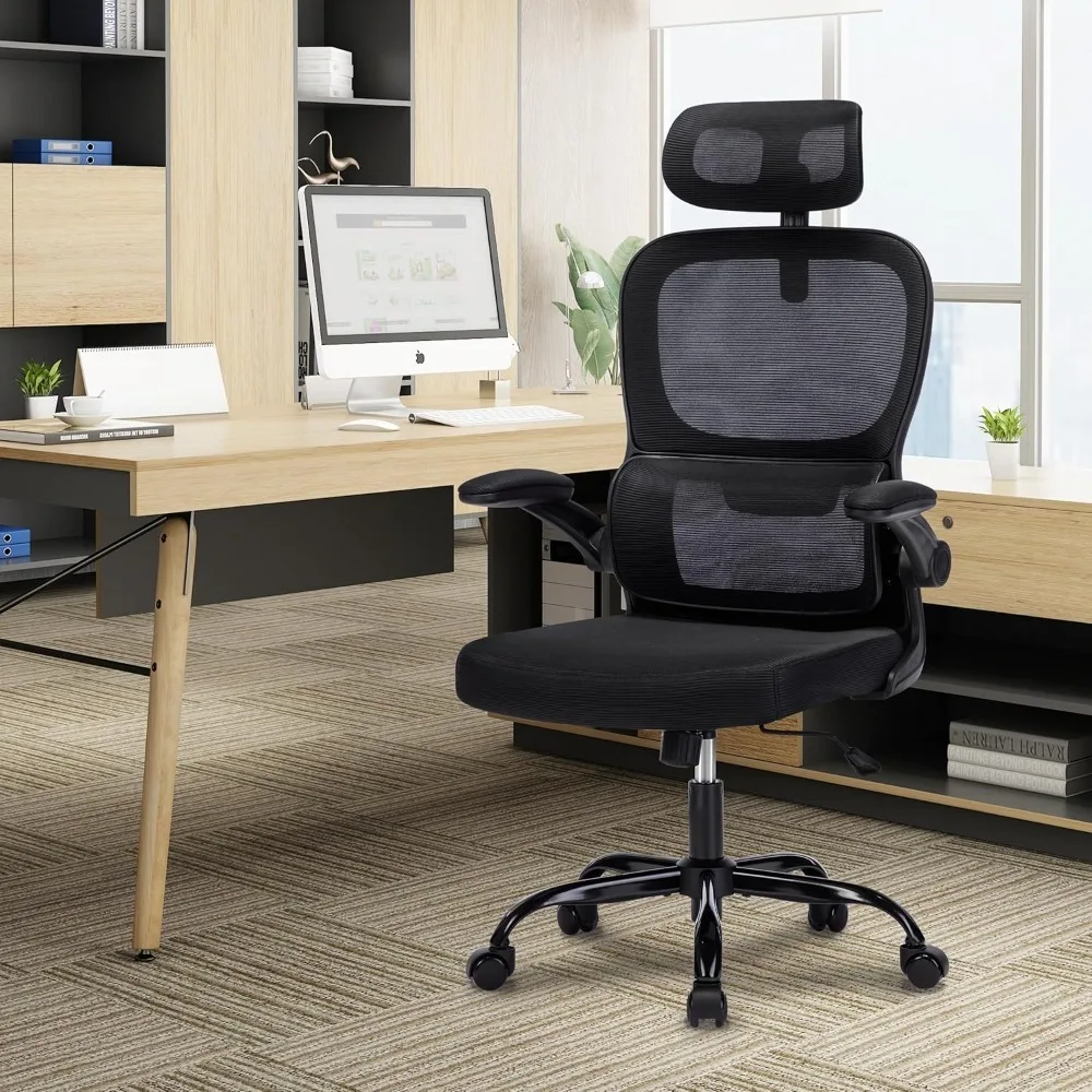 Office Desk Chair with Lumbar Support High Back Mesh Office Chair Computer Desk Chair, Adjustable Headrest