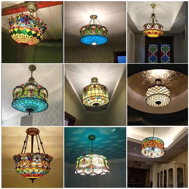 

Southeast Asian Pendant Lights Handmade Lampshade Mediterranean Cafe Dining Room Bedroom Parlor Hallway Sun Hanging Lamp Decor