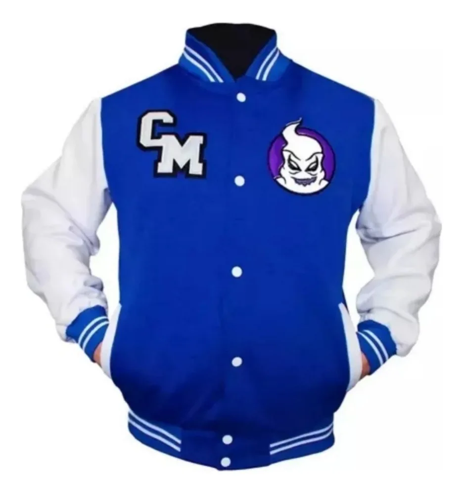 Club Misterio CM Ghost Embroidered Varsity Jacket Men Women Vintage Red White Leather Sleeve Baseball Coat Streetwear Casual