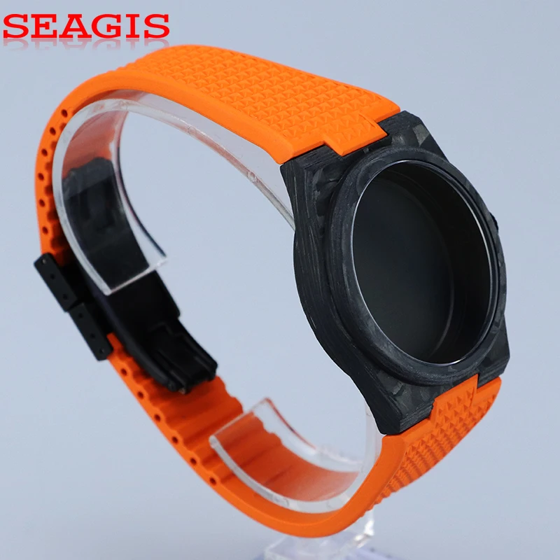 SEAGIS Carbon Fiber Case For TISSOT Mod 40mm Automatic Watch PRX Luxury Waterproof FKM Strap NH35 Movement