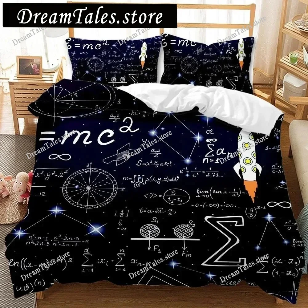 

Math Duvet Cover Set Queen Size Mathematics Formula Print Bedding Set for Kids Boys Girls Educational Polyester Comforter Cover7