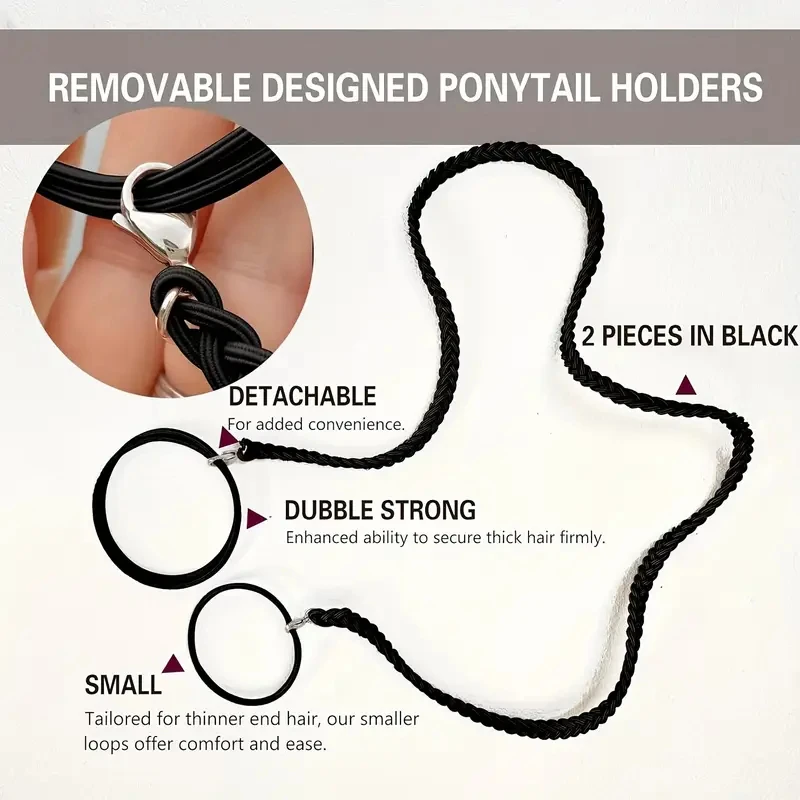 Long Elastic Ponytail Holder Mixed-color Braided Hair Ties Non-slip Thick Hair Hairbands Suitable Fitness Outdoor Sports 64cm view 3