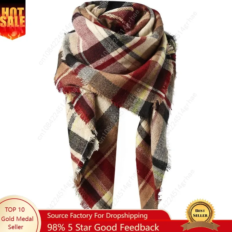 

American Trends Womens Fall Winter Scarf Plaid Tassel Soft Warm Blanket Scarves Womens Shawl Wraps
