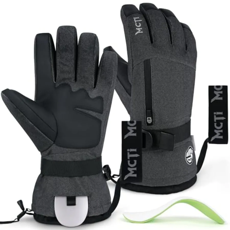 

Pro Wrist Support Ski Gloves for Men Winter Snowboard Gloves with Wrist Guard Waterproof 3M Thinsulate Warm High Abrasion Resis