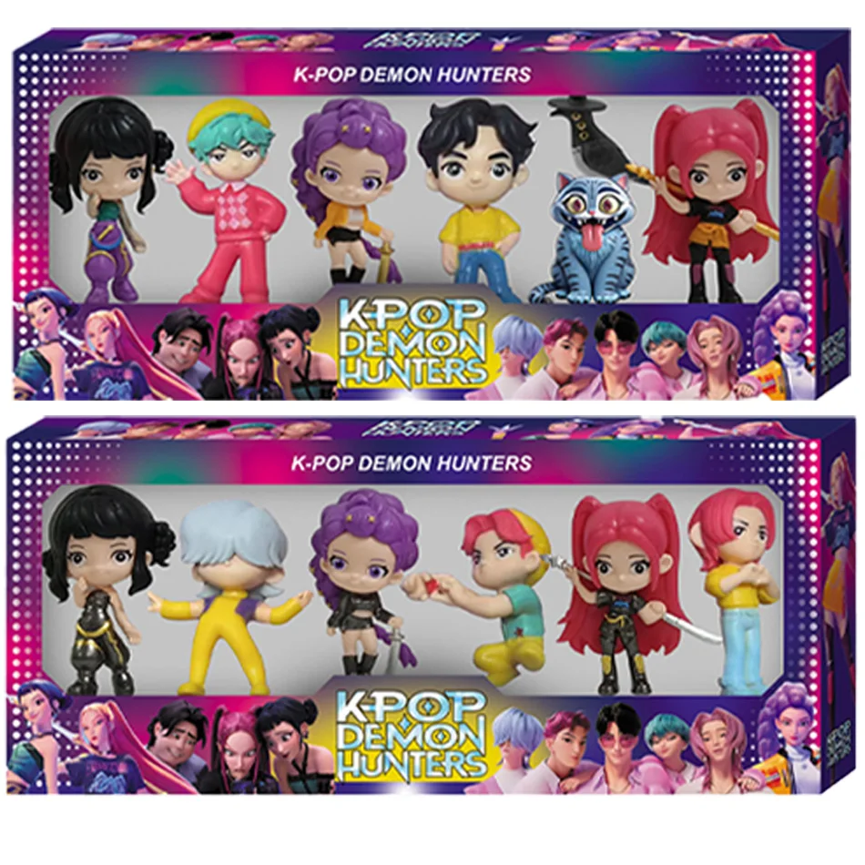 Hot 6p/12p Kpop Demon Hunters Saja Boys Kpop Girls Series Anime Figure Decorazione da scrivania Statue Ornamento Regalo di Natale/Halloween