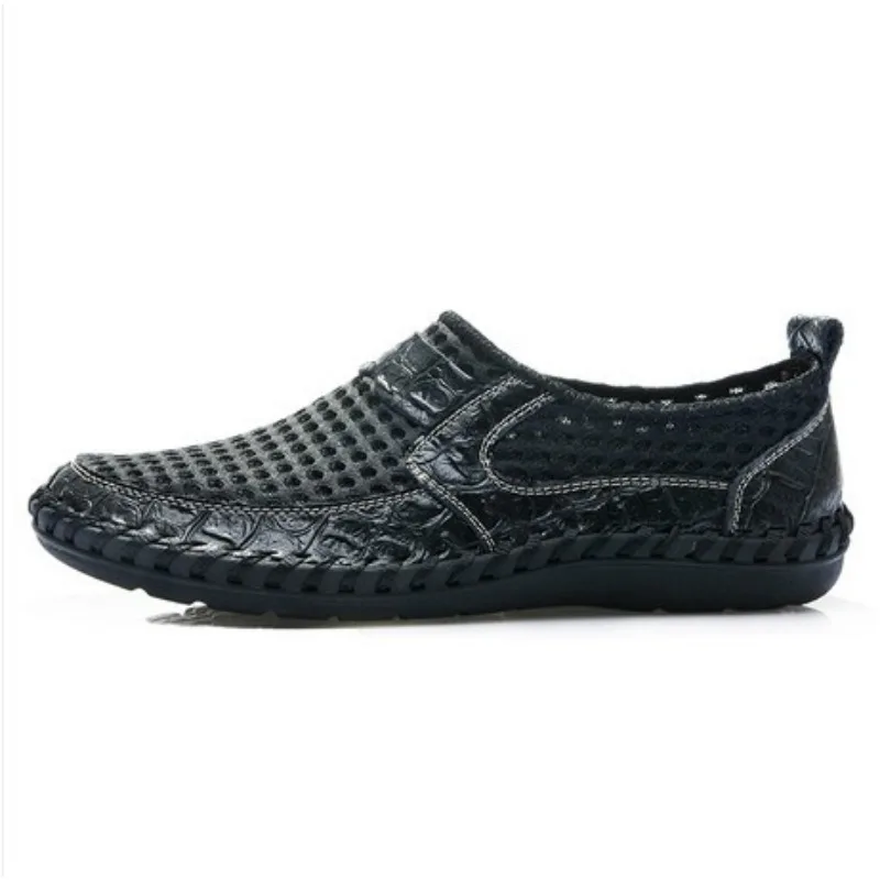 Genuine Leather Summer Breathable Soft Male Mesh Shoes for Men Adult Walking Casual Quality Light Net Footwear 2023