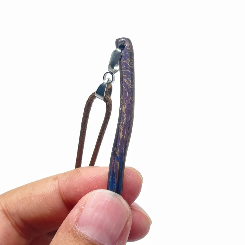 Real Muonionalusta Iron Meteor Thin Rod Colorful Coated Pendant Extraterrestrial Rock Braided Rope Necklace LK490 view 5