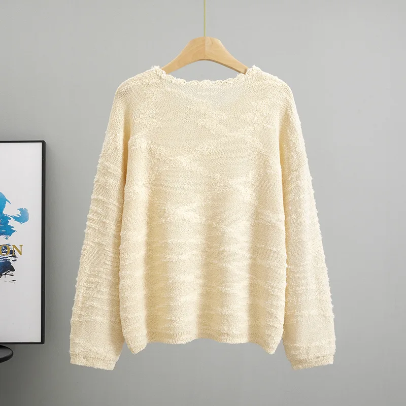 Simple Casual Solid Color Round Neck Pullover Loose Knitted Sweater