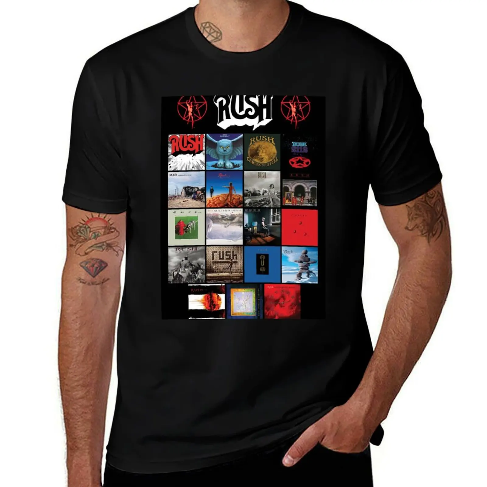 All Album Posters RushBand Completed || 007 T-Shirt Active Sports Short Sleeve Cotton Shirt T-Shirt