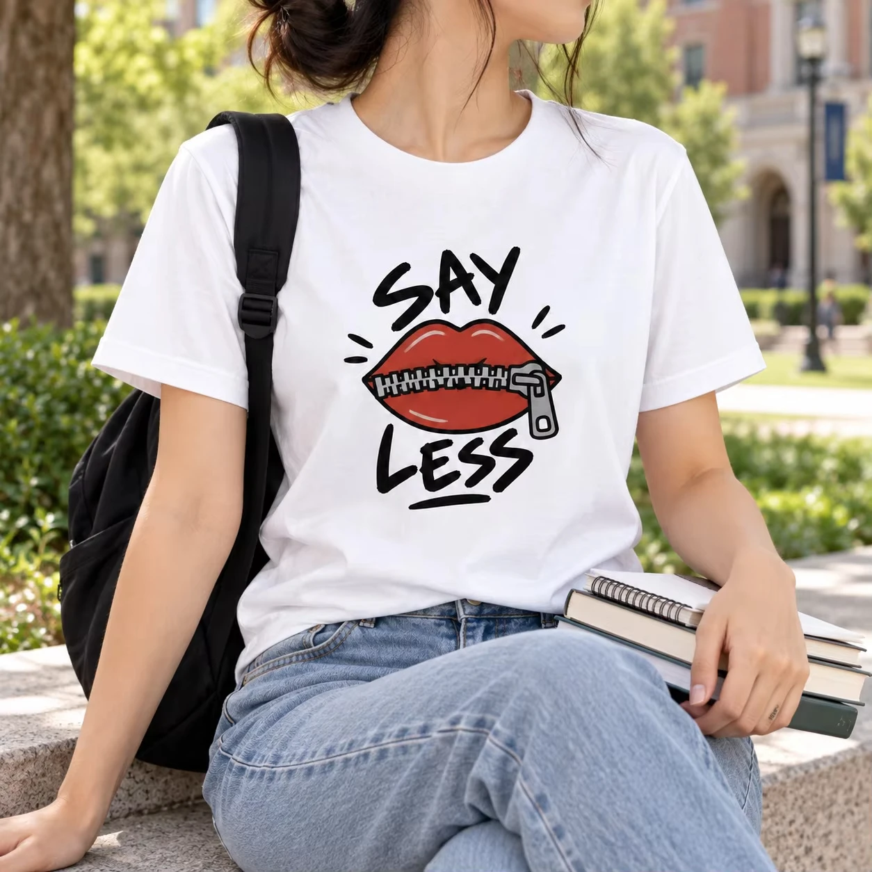 Women's T-shirt, Quiet and Quiet Pattern Tshirt Casual Campus Street Top Free Delivery Shipping Clothes Woman Clothes for Woman