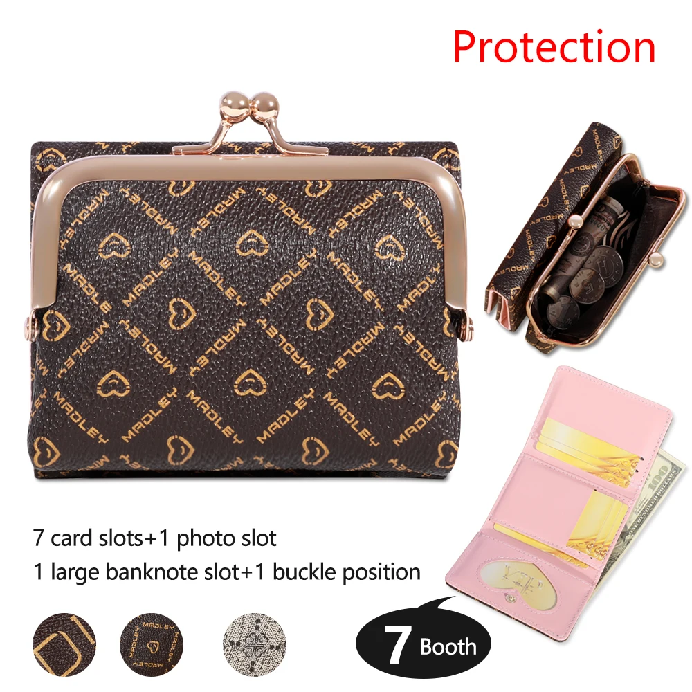 New Wallet Women's Wrist Strap Short Old Flower Zero Wallet Large Capacity Coin Clip Bag Letter Multi Card Card Bag Money Clip