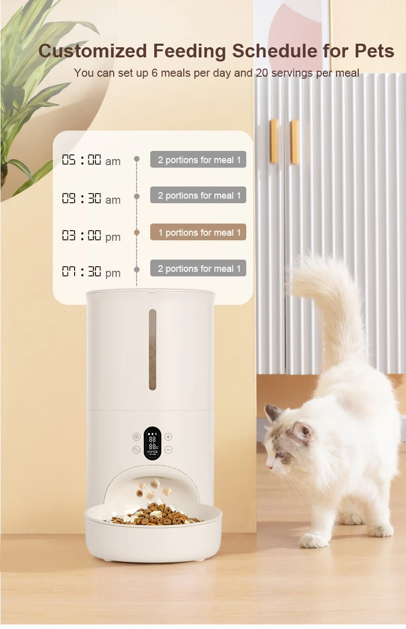 OEM/ODM 4L تغذية الحيوانات الأليفة القط الكلب توقيت التلقائي تغذية الحيوانات الأليفة تويا App التحكم عن بعد واي فاي منتج الحيوانات الأليفة