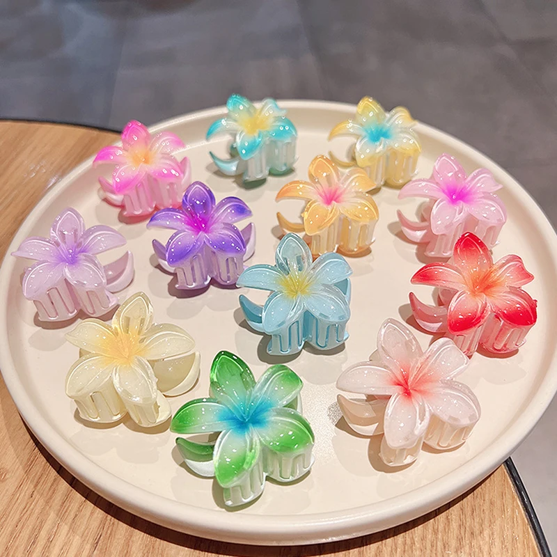 Colorful Flower Hairpin Small Hair Claws For Girls Floral Hair Clips Bohemia Petal Shape Claw Clips Sweet Hair Accessories