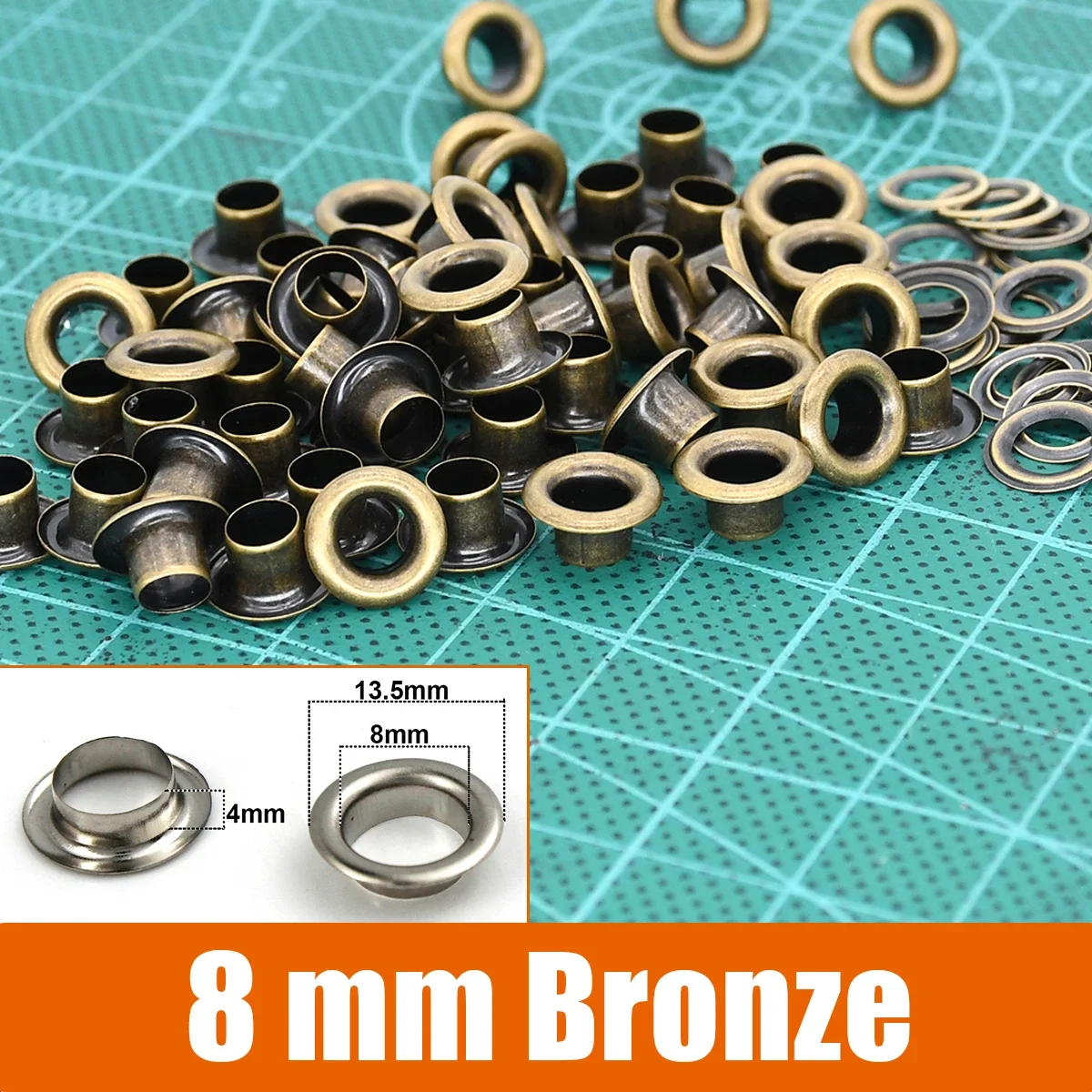 100sets 6/8/10/12mm Brass Eyelets with Washers Grommet Repairing Round Eye Rings for Shoes Bag Clothing Skin Belt Hat image 3