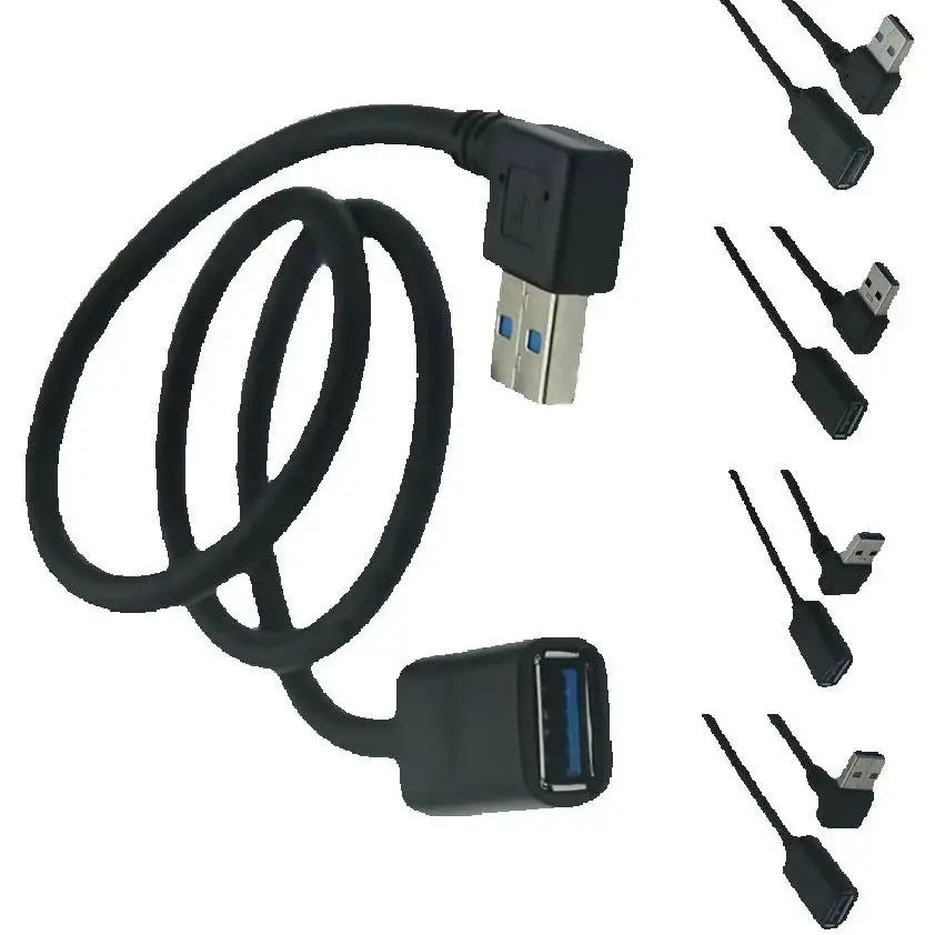 USB 3.0 Angle 90 Degree Up Down Left Right Extension 5Gbps USB 3.0 Cable Male To Female Adapter Cord USB Cable 0.3m 0.6m 1m