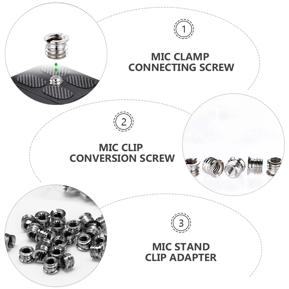 

20Pcs Mic Clip Adapter Screw 1 4 Inch to 3 8 Inch Thread Conversion Microphone Parts Mic Stand Clip Adapter Microphone Parts