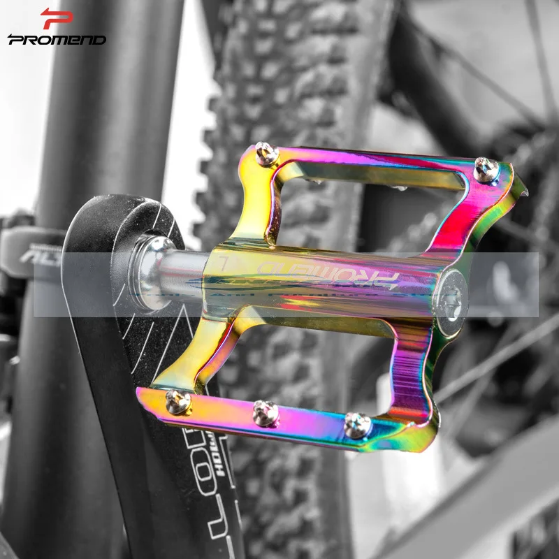

PROMEND Plated Color Bicycle Pedals Aluminum Alloy Ultralight Triple Peeling Road Bike Folding Pedals