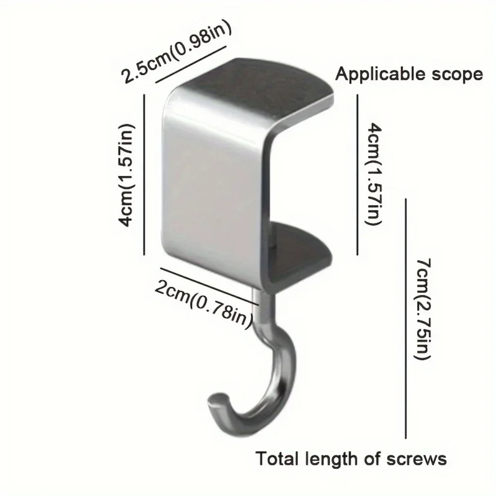 2 قطعة 360 ° خطافات طاولة فولاذية قابلة للدوران - تركيب قابل للفصل وغير قابل للتدمير لمكاتب المكاتب والمهاجع المدرسية #6