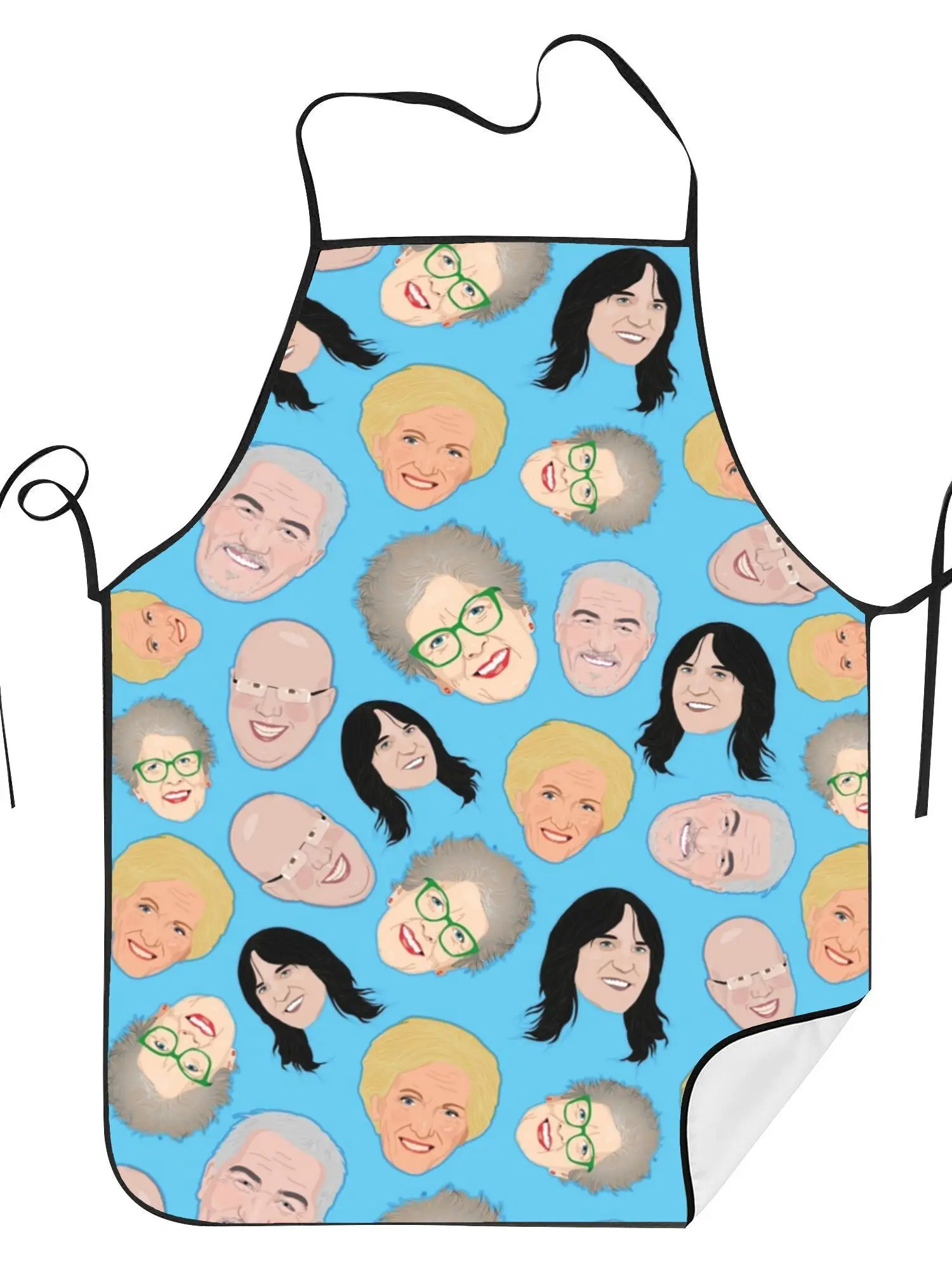Funny Multi Character Face Cartoon Repeat Pattern Stain Resistant Apron Home Baking Grilling Uniform Fan Birthday Present
