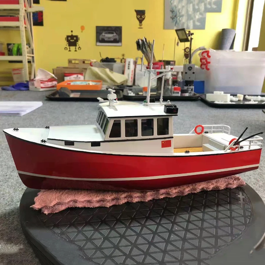

1/32 RC Boat 46cm Single Motor Remote Control Fishing Boat Resin One-piece Molded RC Boat Model Kit Adult Toy