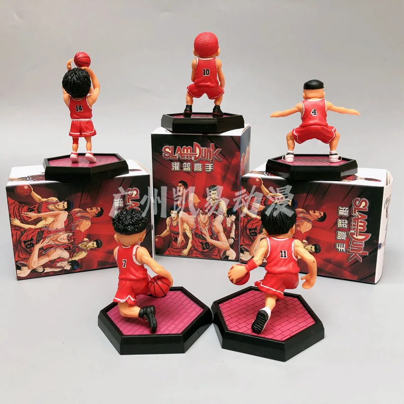 Figuras de acción de Slam Dunk, caja misteriosa de 5 piezas, venta al por mayor, Sakuragi, Hanamichi, Rukawa, kaade, Akagi, Takenori